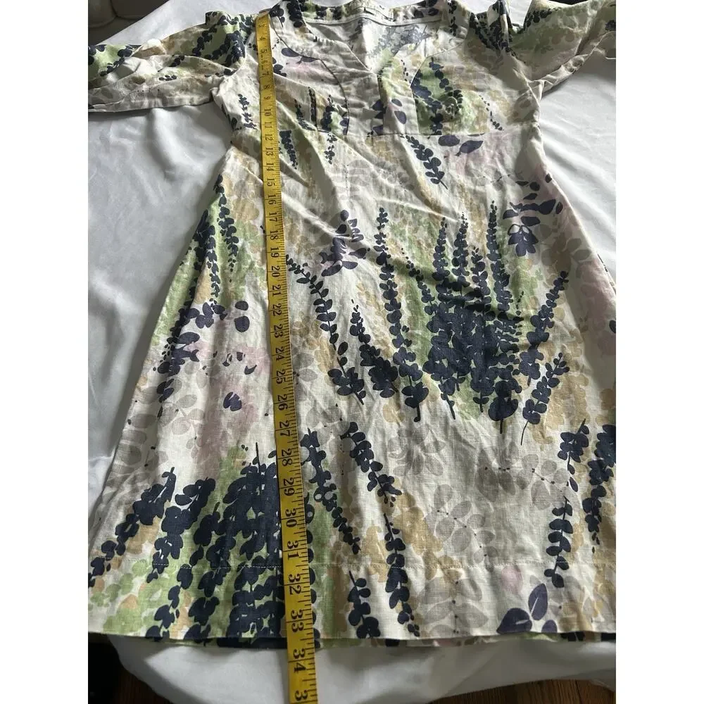 Boden Floral Linen Sheath Dress Womens Size 4 Blue Purple Beach Coastal Preppy